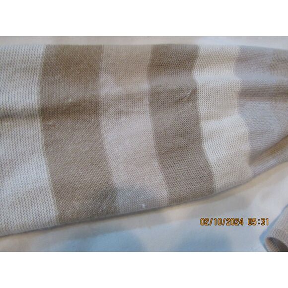 J. JILL WATERFALL OPEN FRONT CARDIGAN SIZE M TAN GREY CREAM STRIPED LIGHTWEIGHT - Picture 7 of 9